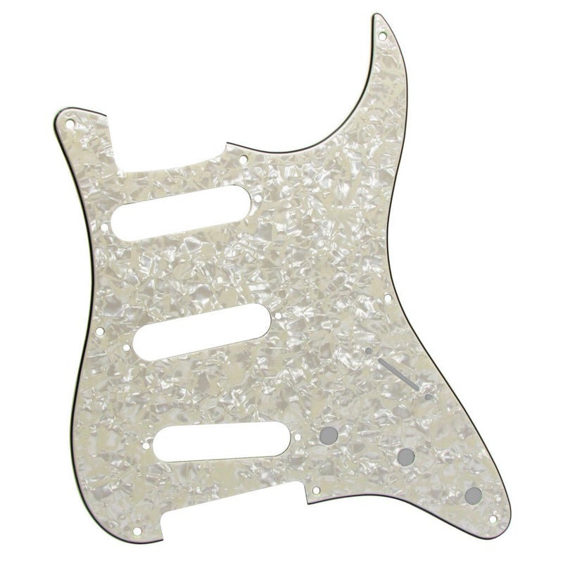 FLEOR SSS 8 Hole Vintage ST Pickguard Guitar Back Plate with Screw for Vintage ST Style Guitar Parts, 4Ply Aged Pearl - Image 4